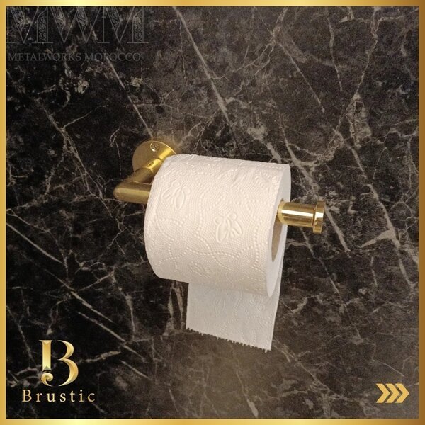 Unlacquered Brass Toilet Paper Holder – Rustic Wall Mounted Tissue Holder by Brustic